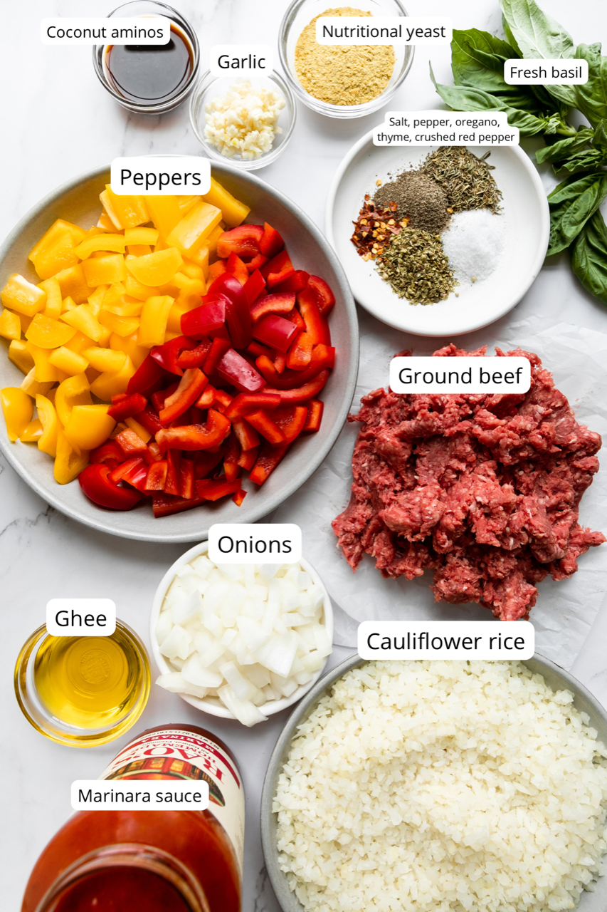 ingredients for unstuffed pepper skillet