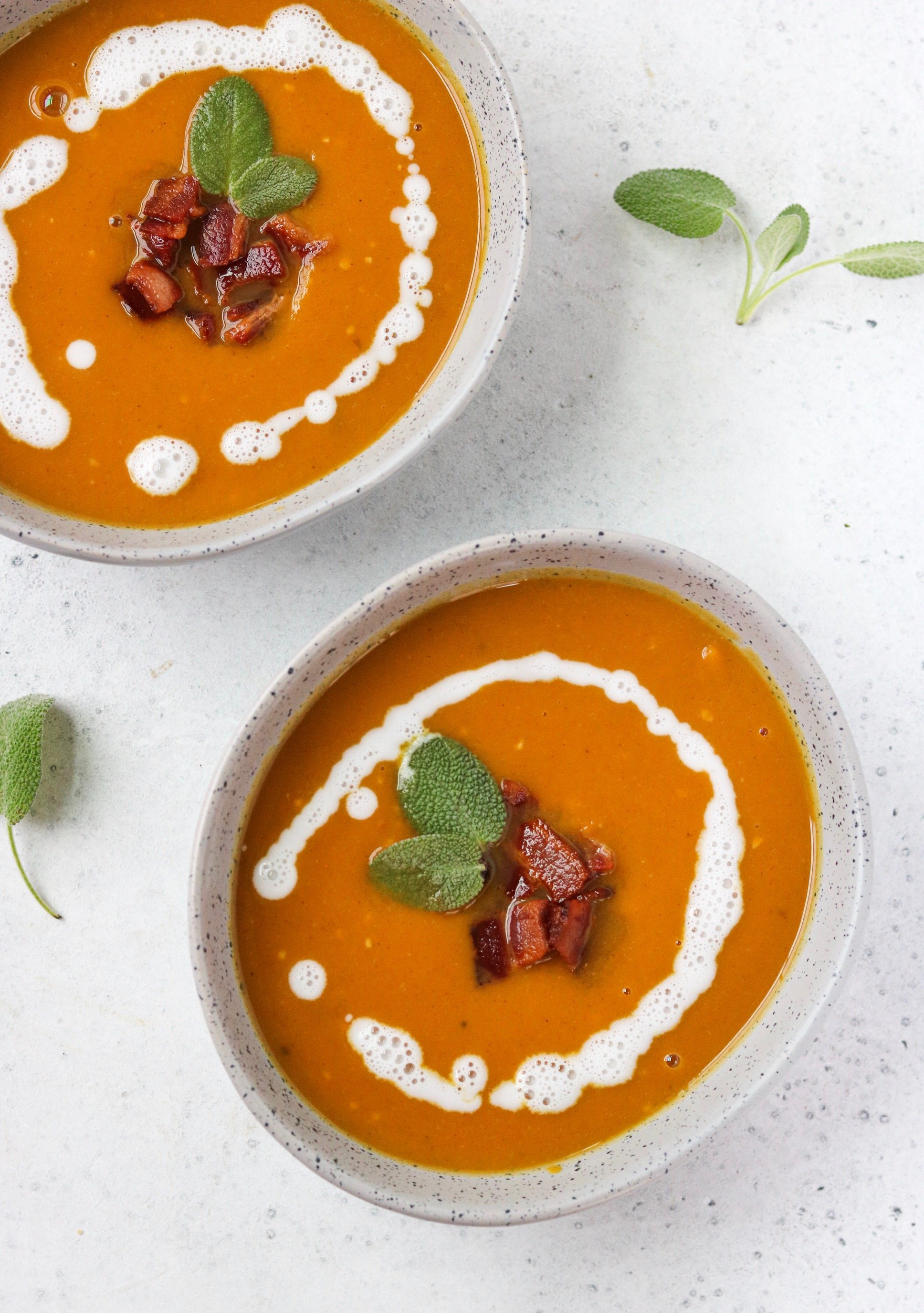Butternut Squash Soup with Bacon and Sage