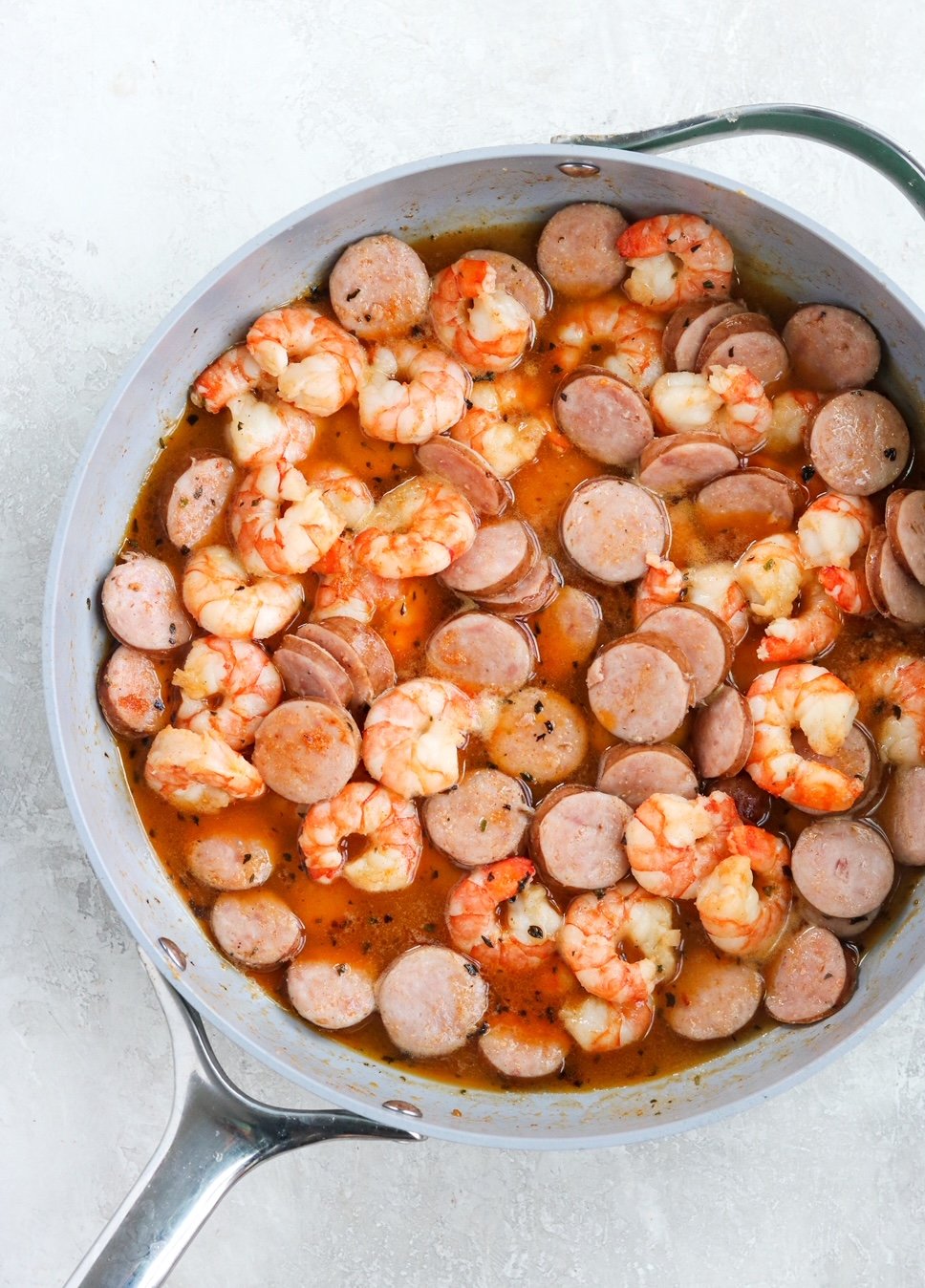 Shrimp and sausage in a creole gravy