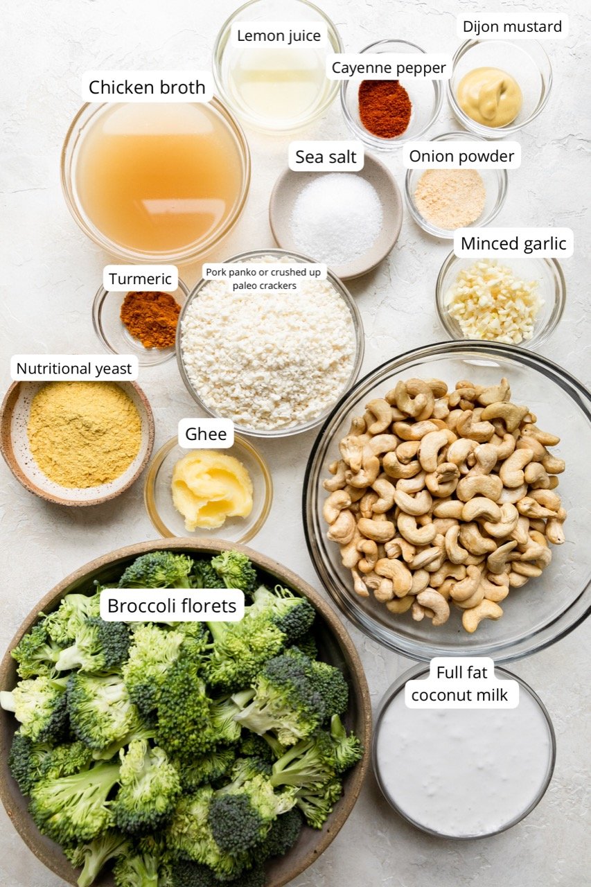 ingredients for gluten free vegan broccoli casserole