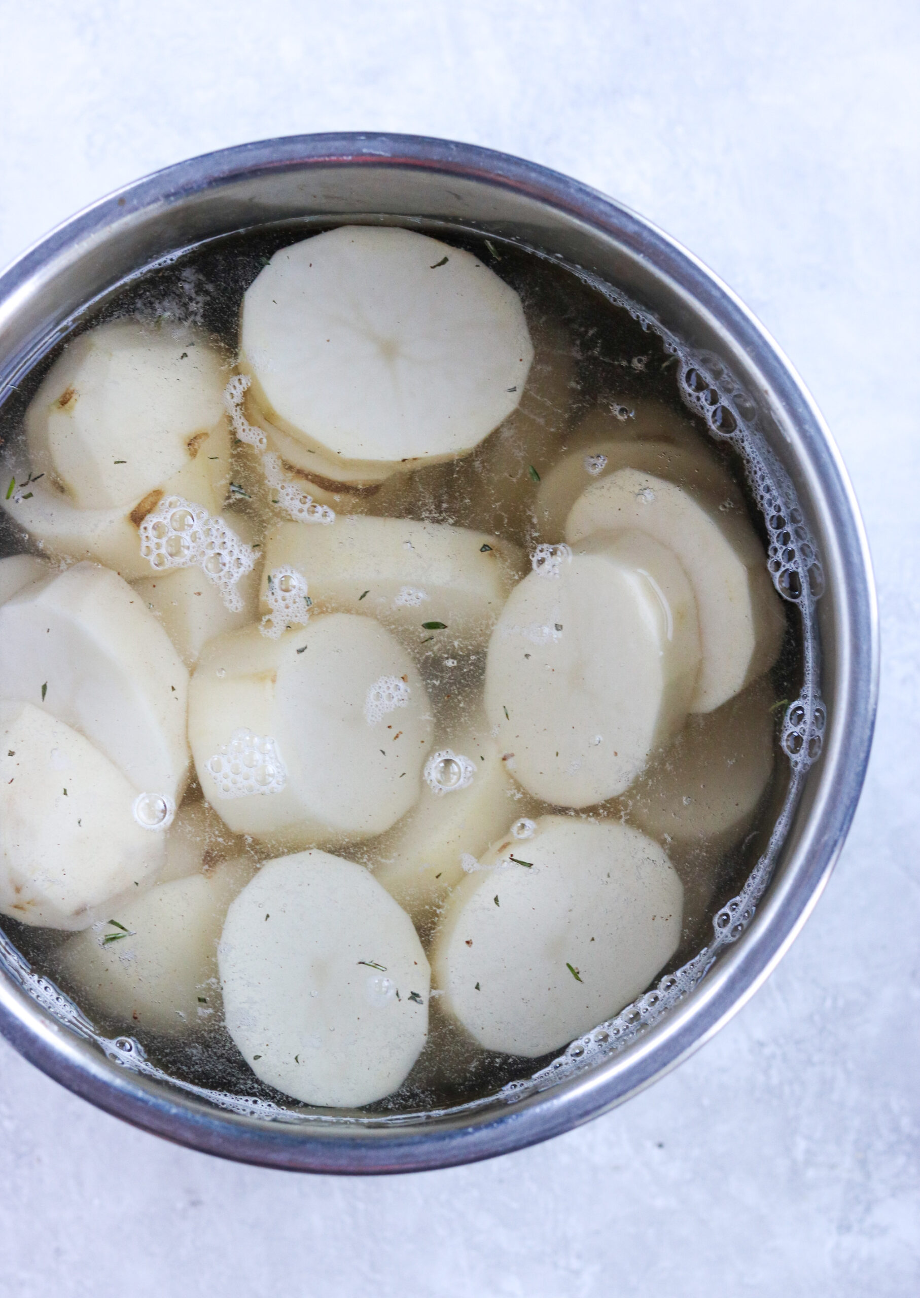 russet Potatoes in water in the instant pot