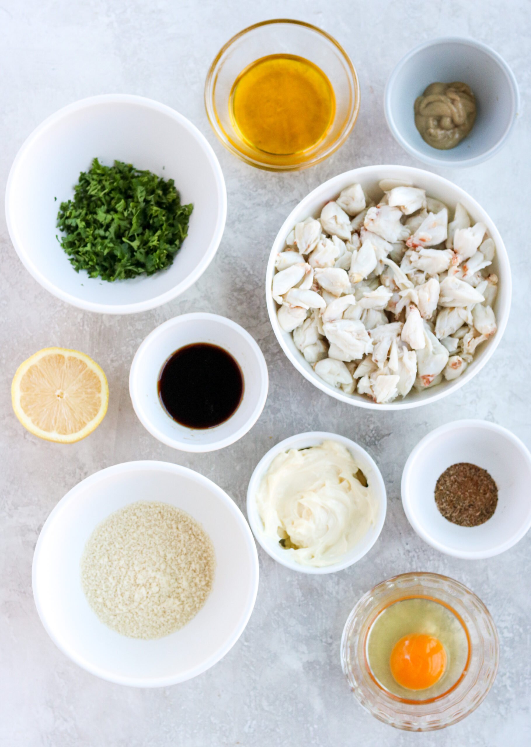 ingredients to make healthy crab cakes
