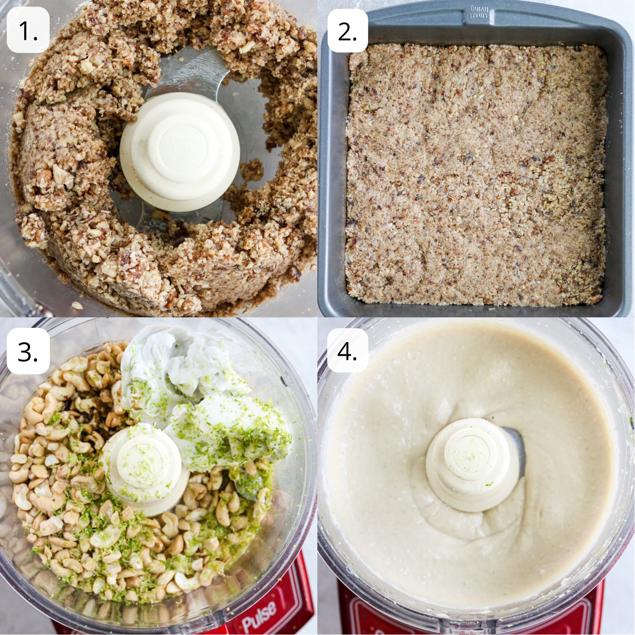 steps for making dairy free key lime cheesecake bars