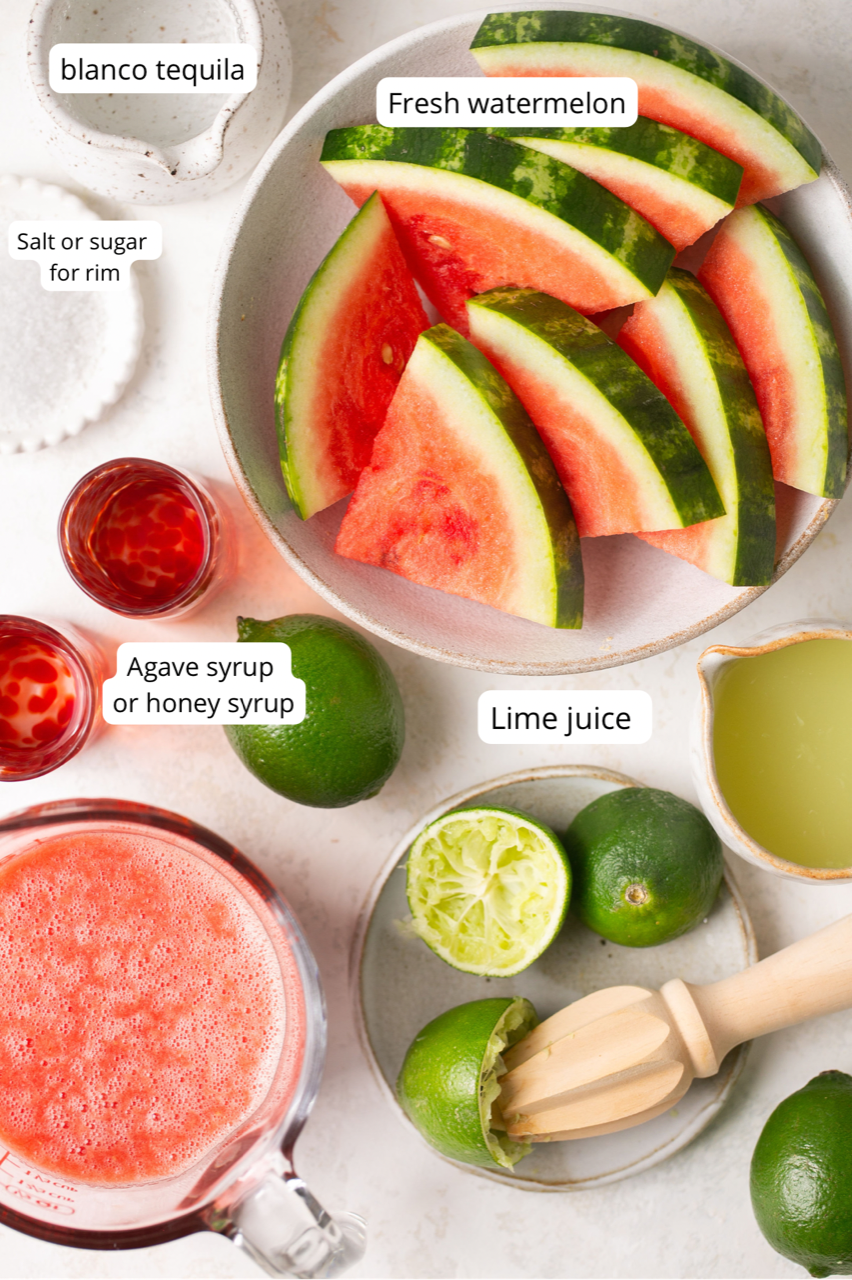 Ingredients for watermelon margaritas