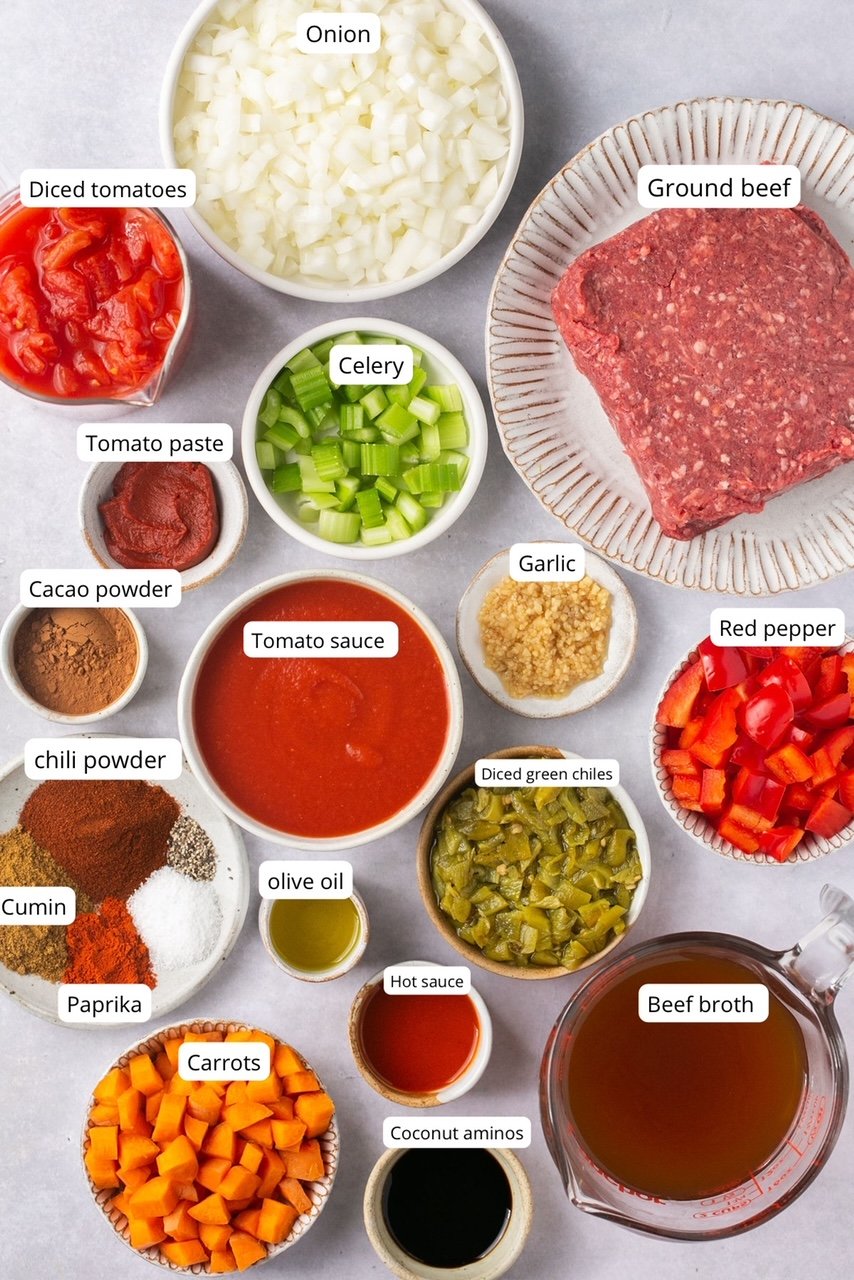 ingredients for no bean chili