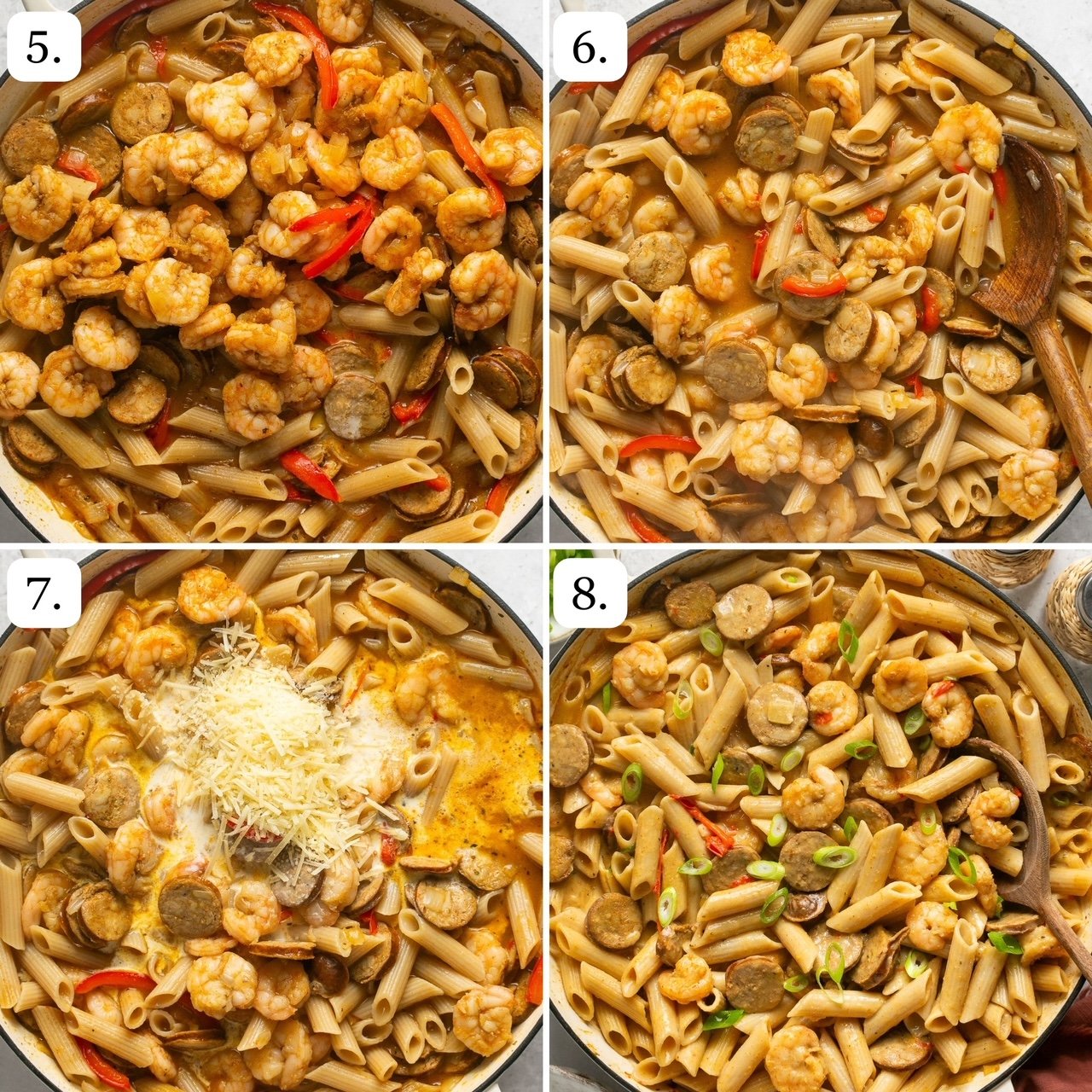 steps 5-8 for how to make cajun pasta