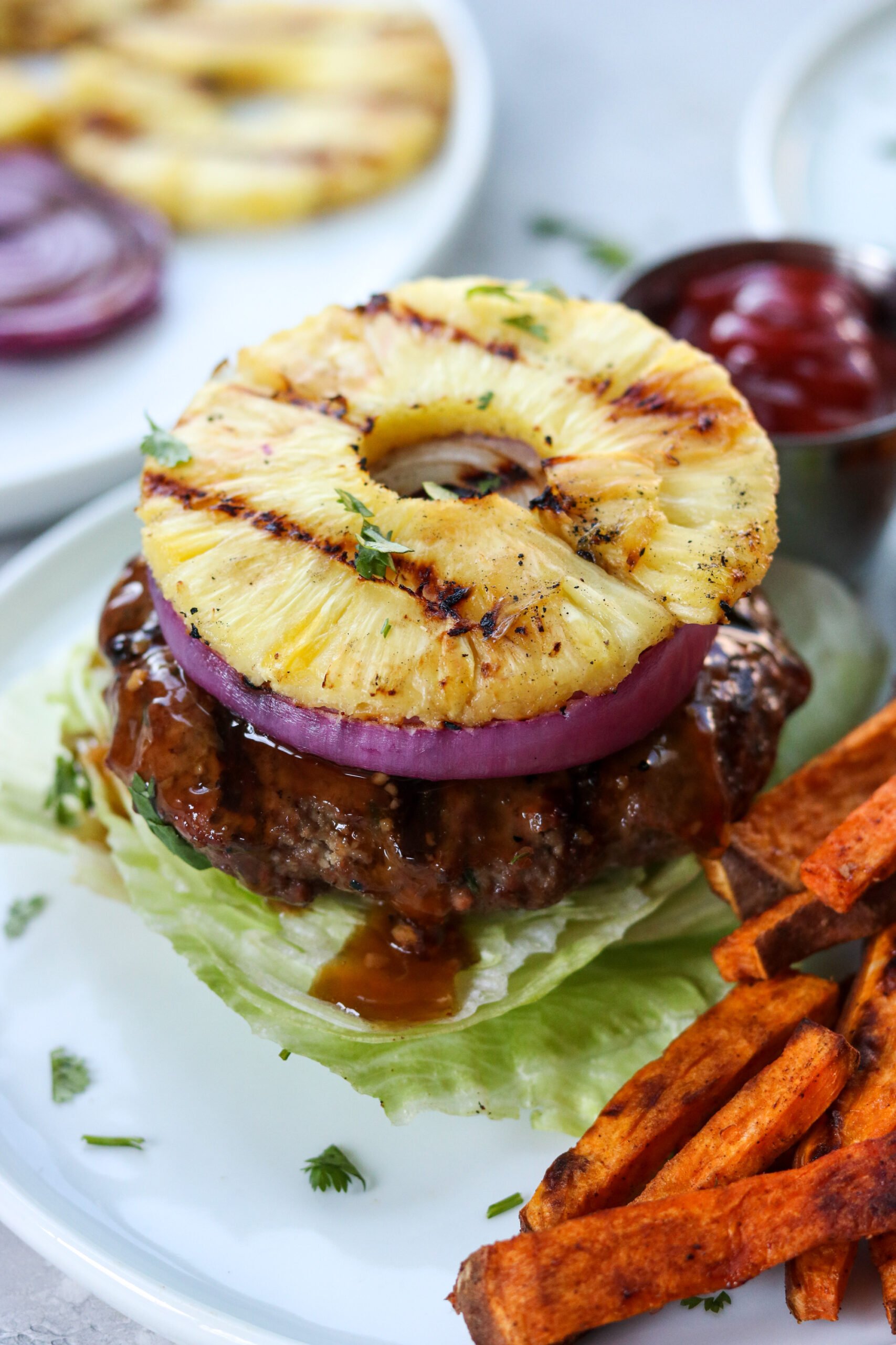 Whole30 Teriyaki Burger with Grilled Pineapple