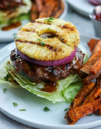 Whole30 Teriyaki Burgers with Grilled Pineapple