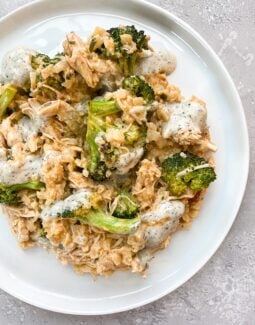 Buffalo Chicken Broccoli Rice Casserole