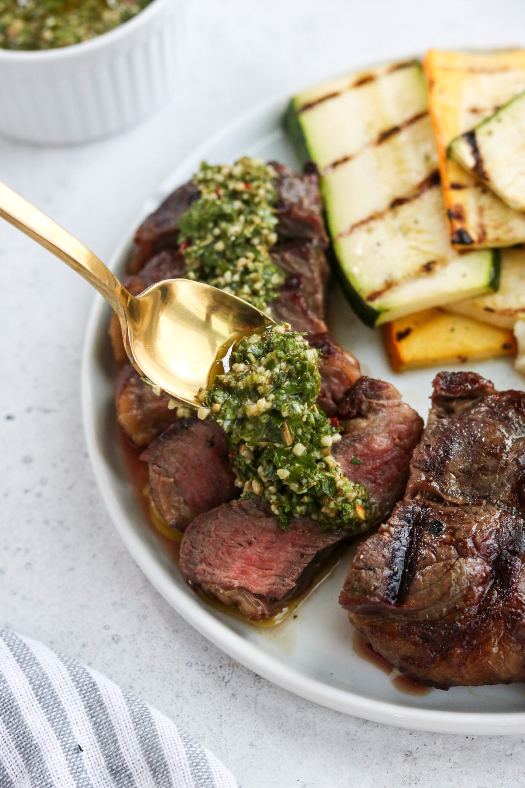 Grilled New York Strip with Chimichurri Sauce