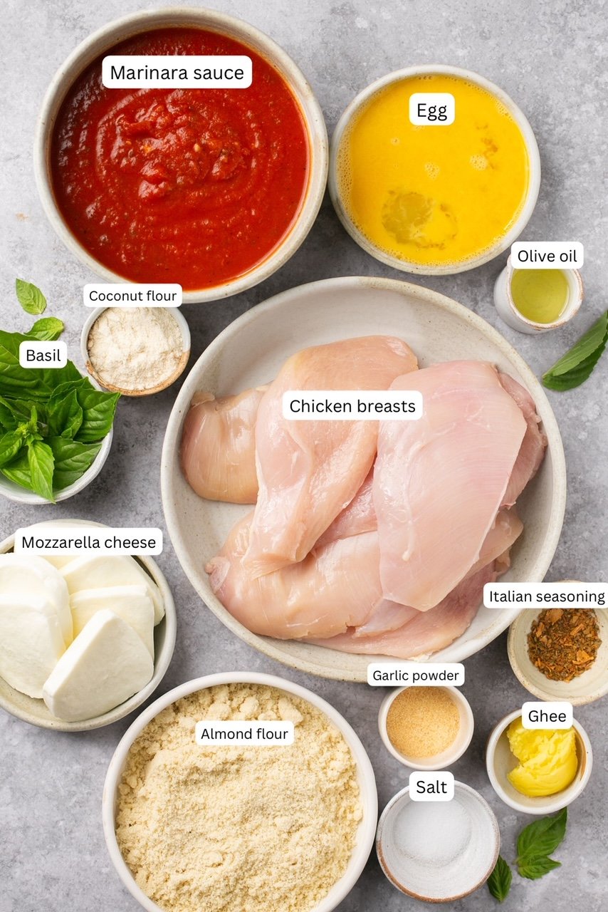 ingredients for making healthy chicken parmesan