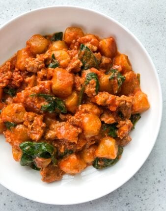 Paleo Gnocchi Bolognese with Spinach