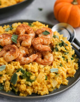 Whole30 Pumpkin Risotto with Shrimp