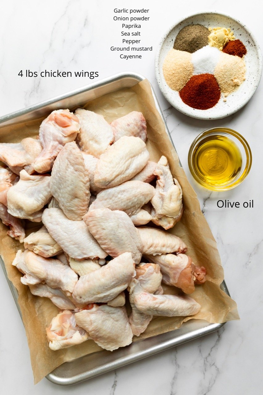Ingredients for dry rub baked wings