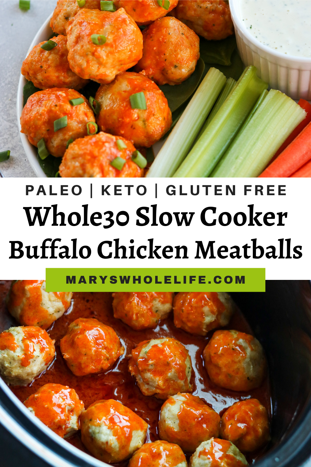 Whole30 Slow Cooker Buffalo Chicken Meatballs - Mary's Whole Life