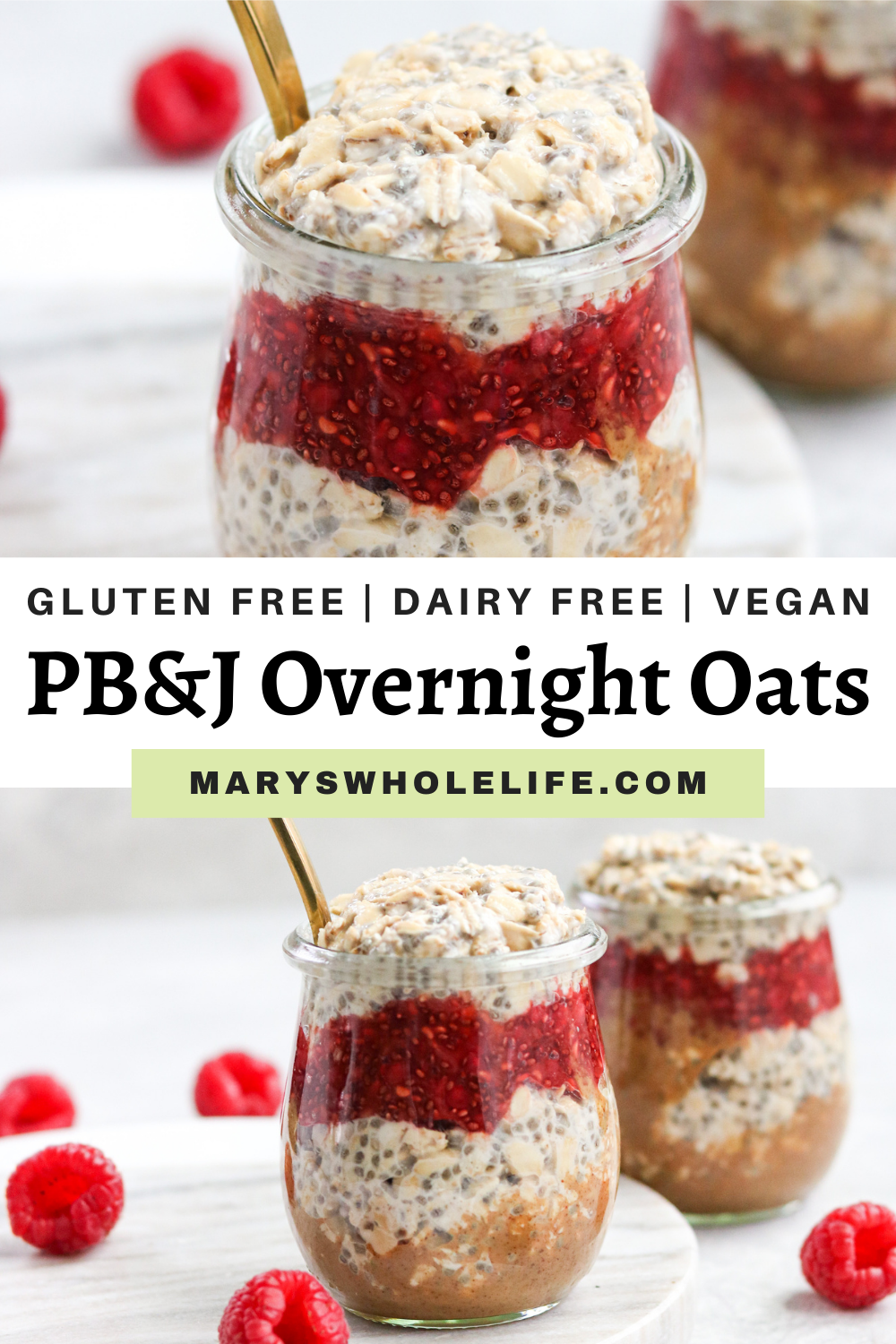PB&J Overnight Oats (gluten free, vegan)