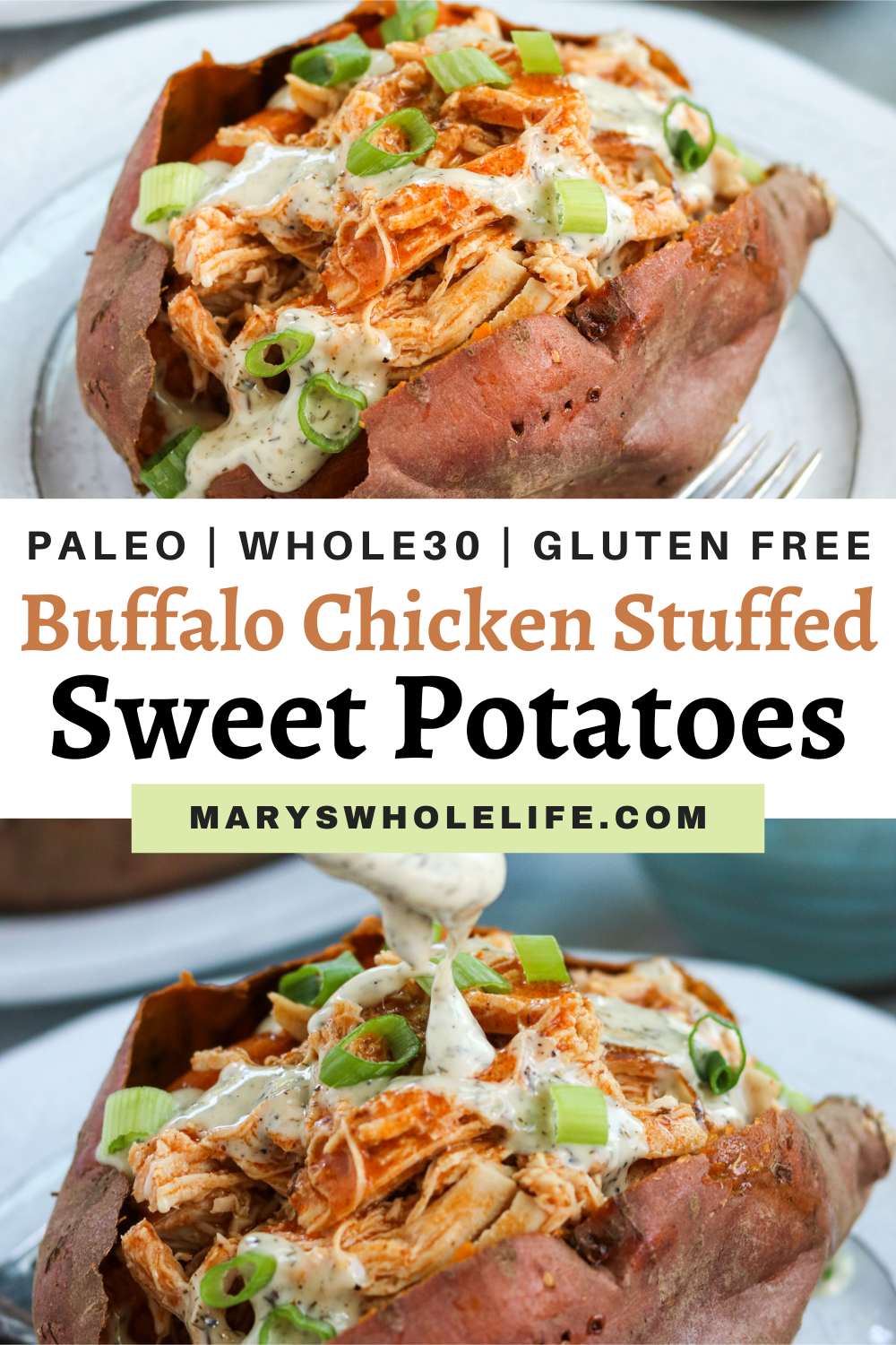 Buffalo Chicken Stuffed Sweet Potatoes