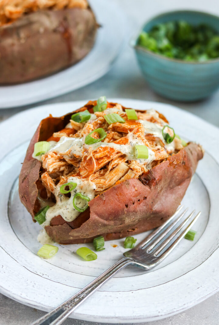 Instant Pot Buffalo Chicken Stuffed Sweet Potatoes Mary's Whole Life