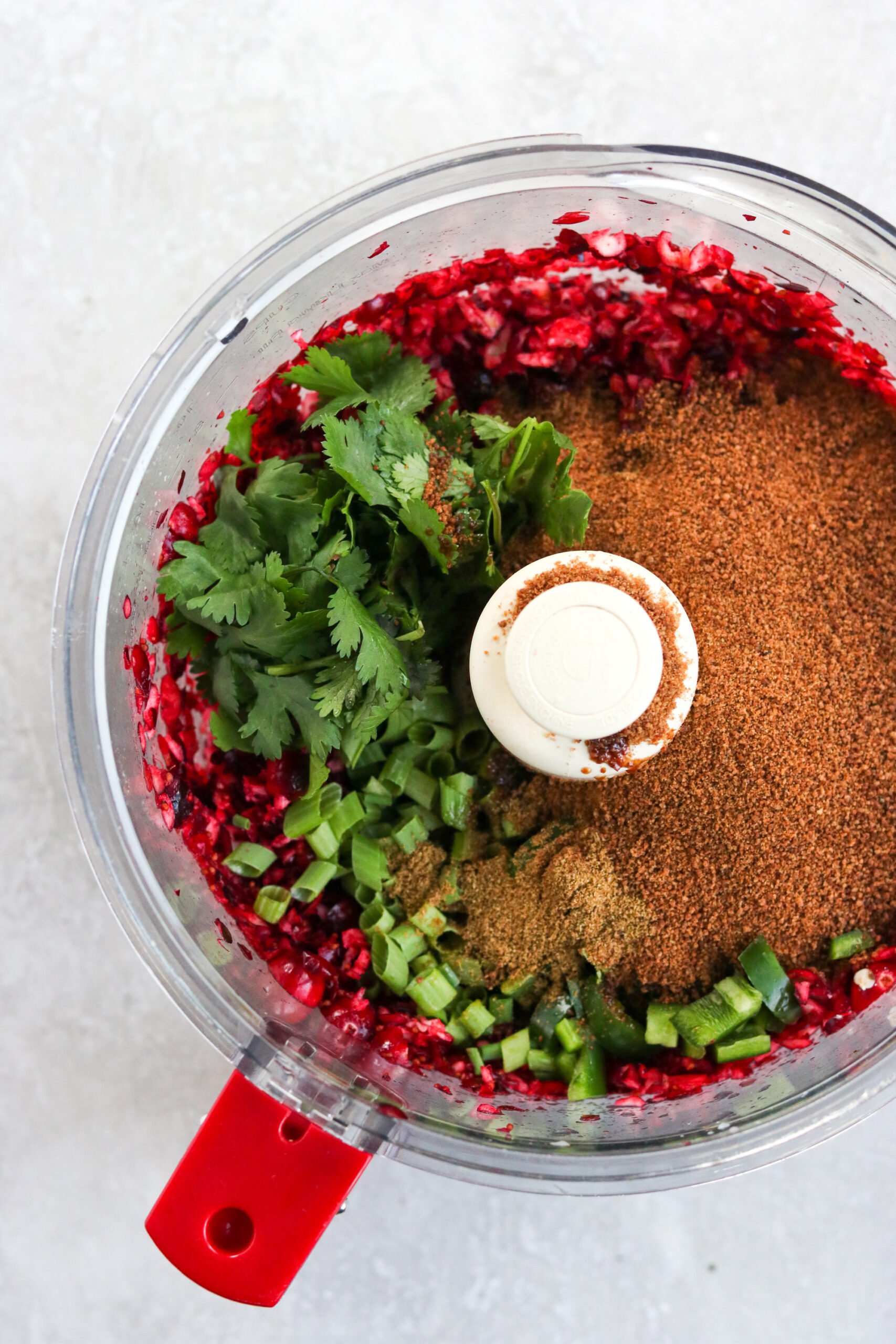 how to mix all the cranberry jalapeño dip ingredients in the food processor