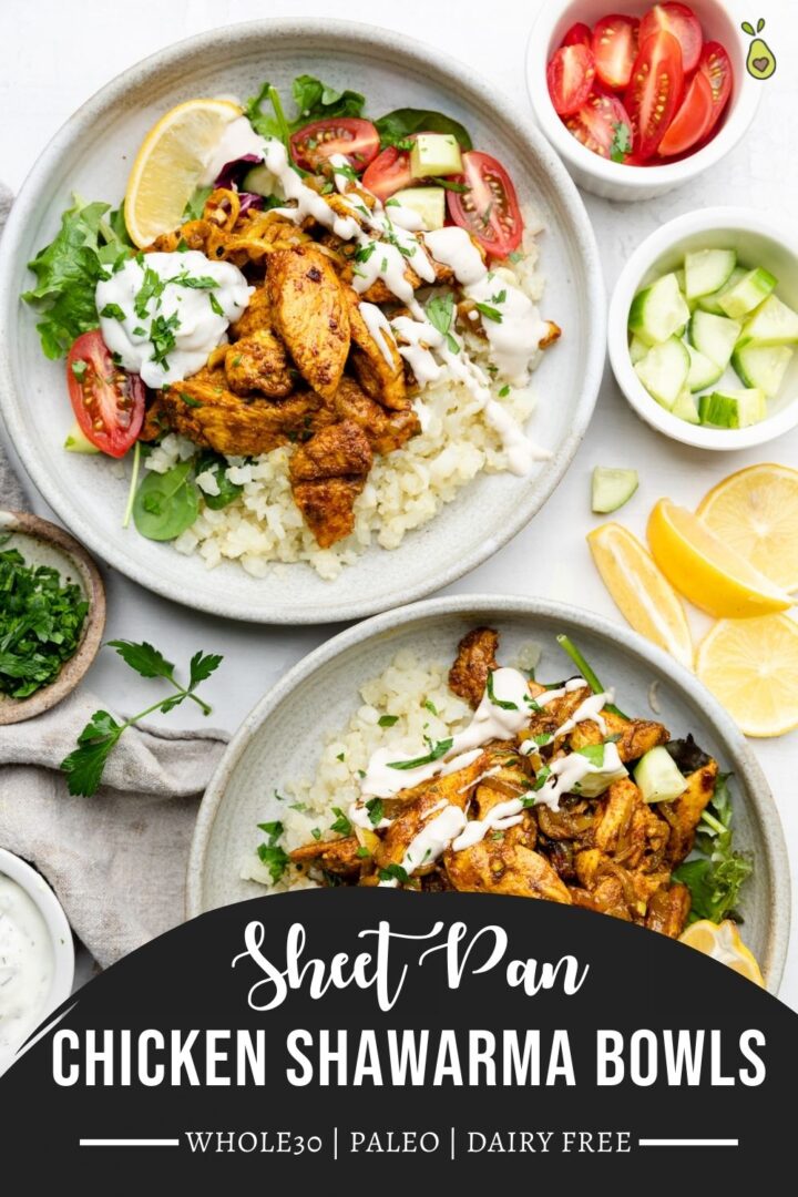 Easy Sheet Pan Chicken Shawarma Bowls Whole30 Mary's Whole Life