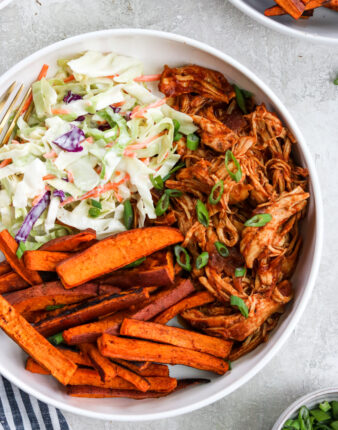 Instant Pot BBQ Chicken Bowls with Healthy Coleslaw Recipe