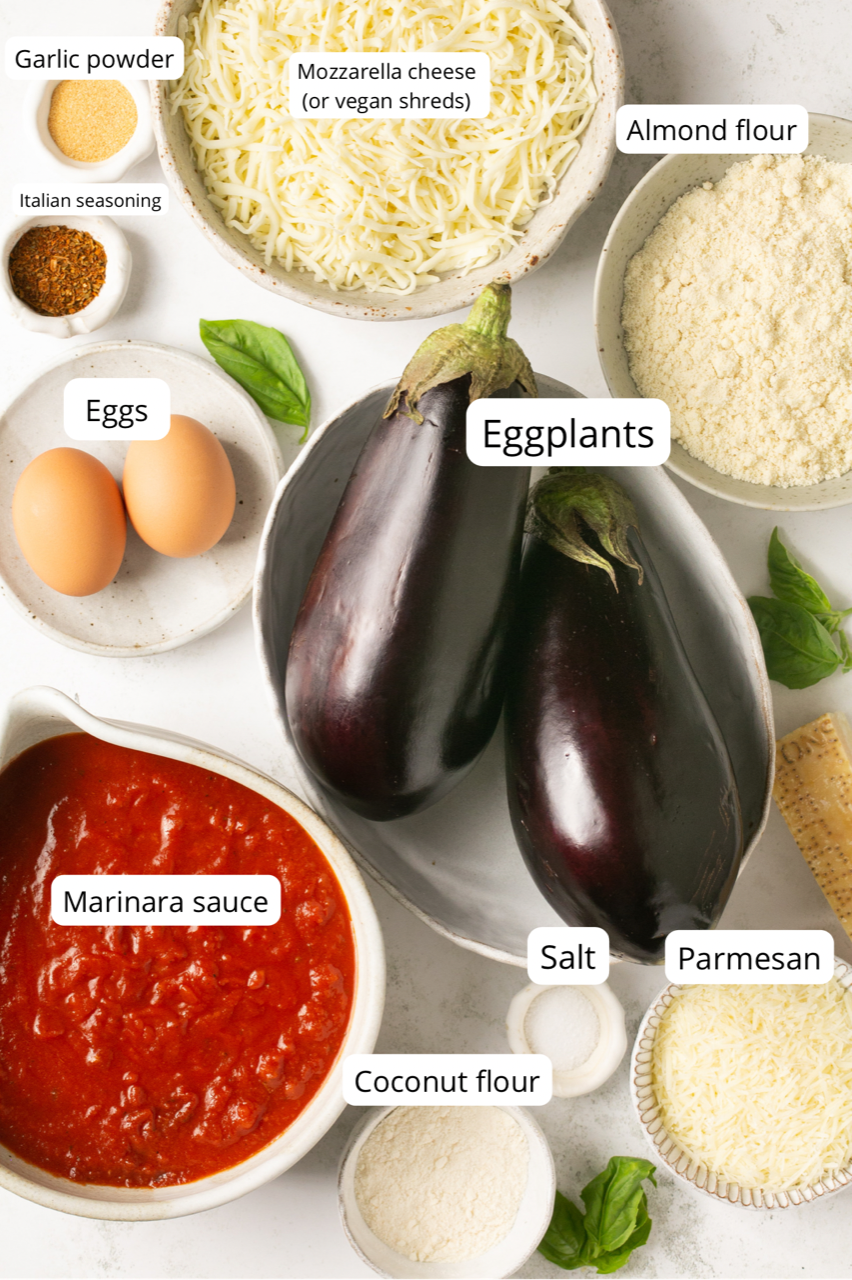 ingrediens for grain free eggplant parmesan