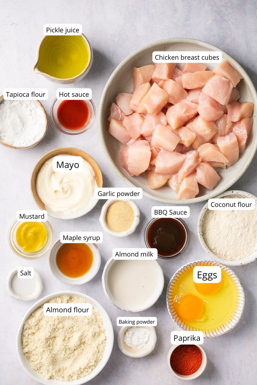ingredients for air fryer chicken nuggets and sauce