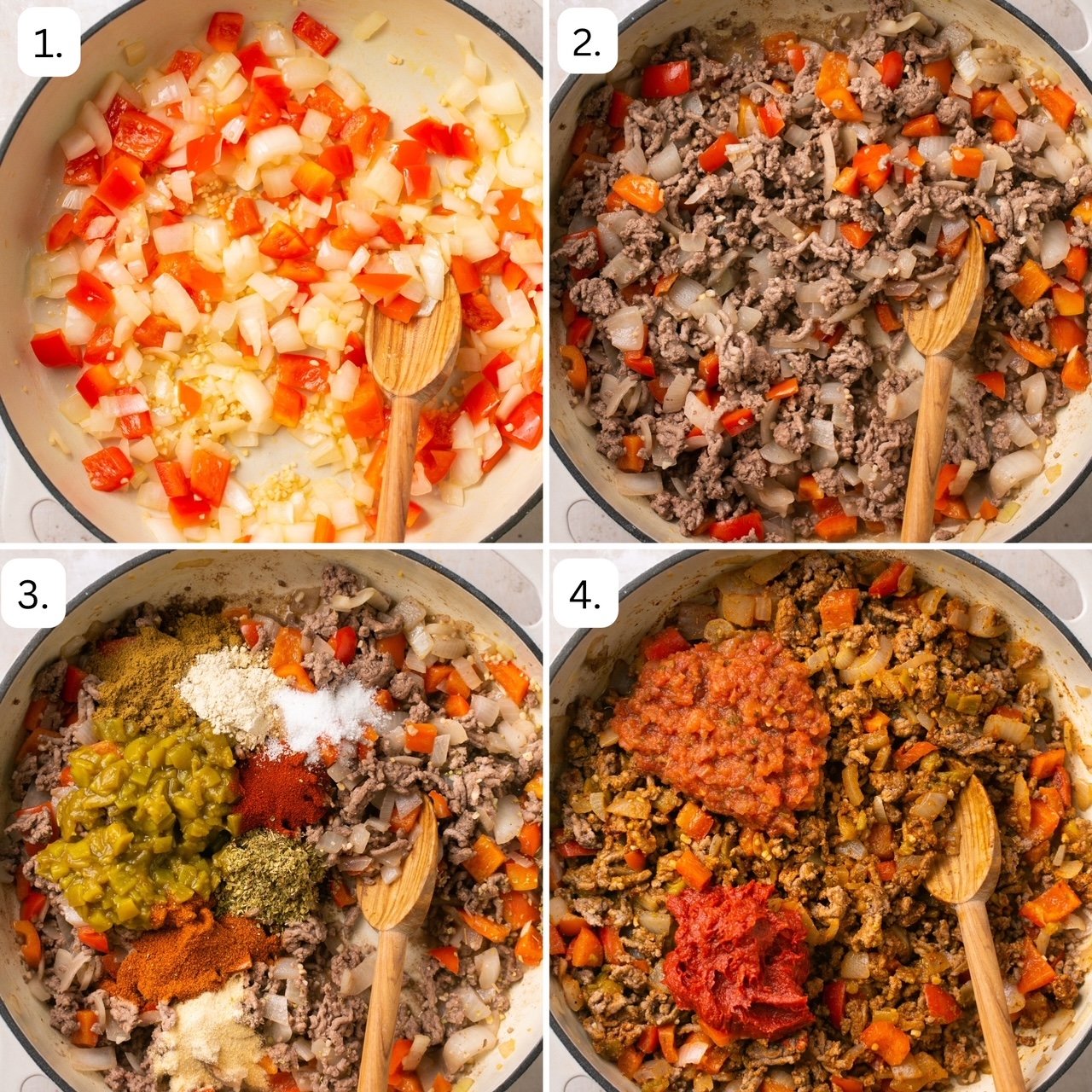 photos showing recipe instructions in 4 quadrants 