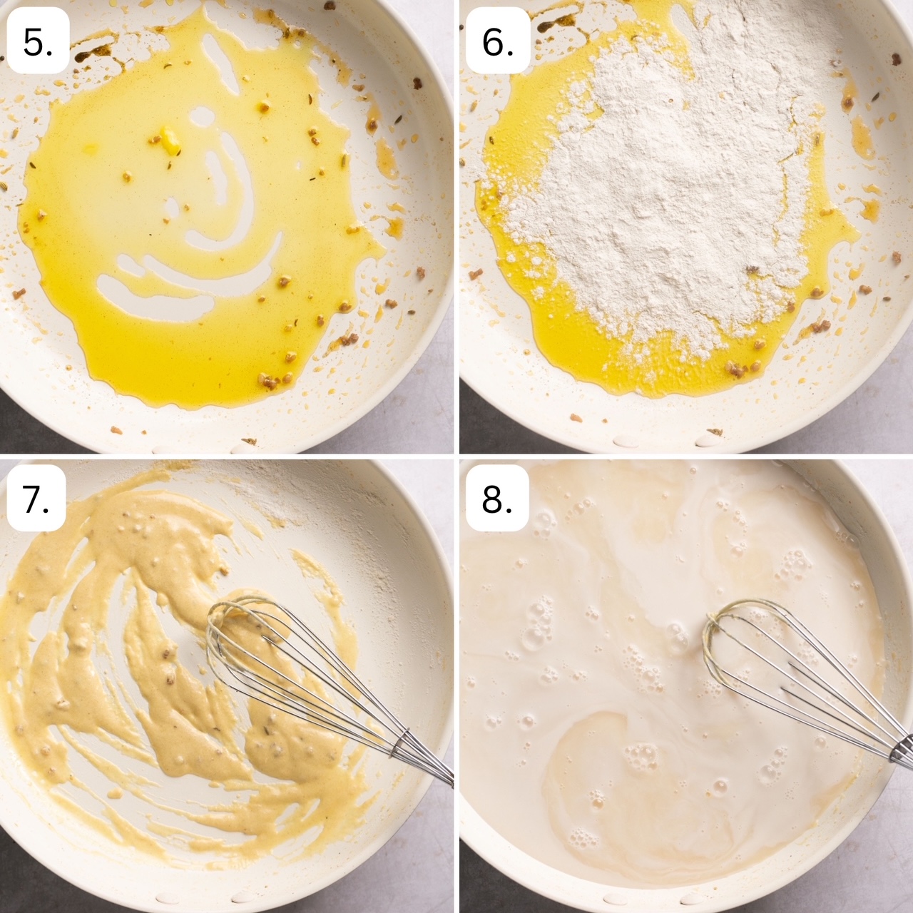 numbered step by step photos showing how to make the gravy