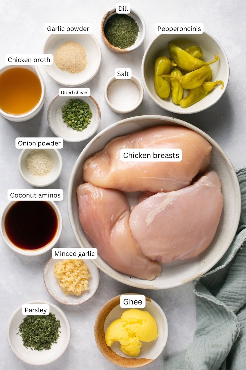 recipe ingredients in nesting bowls and labeled
