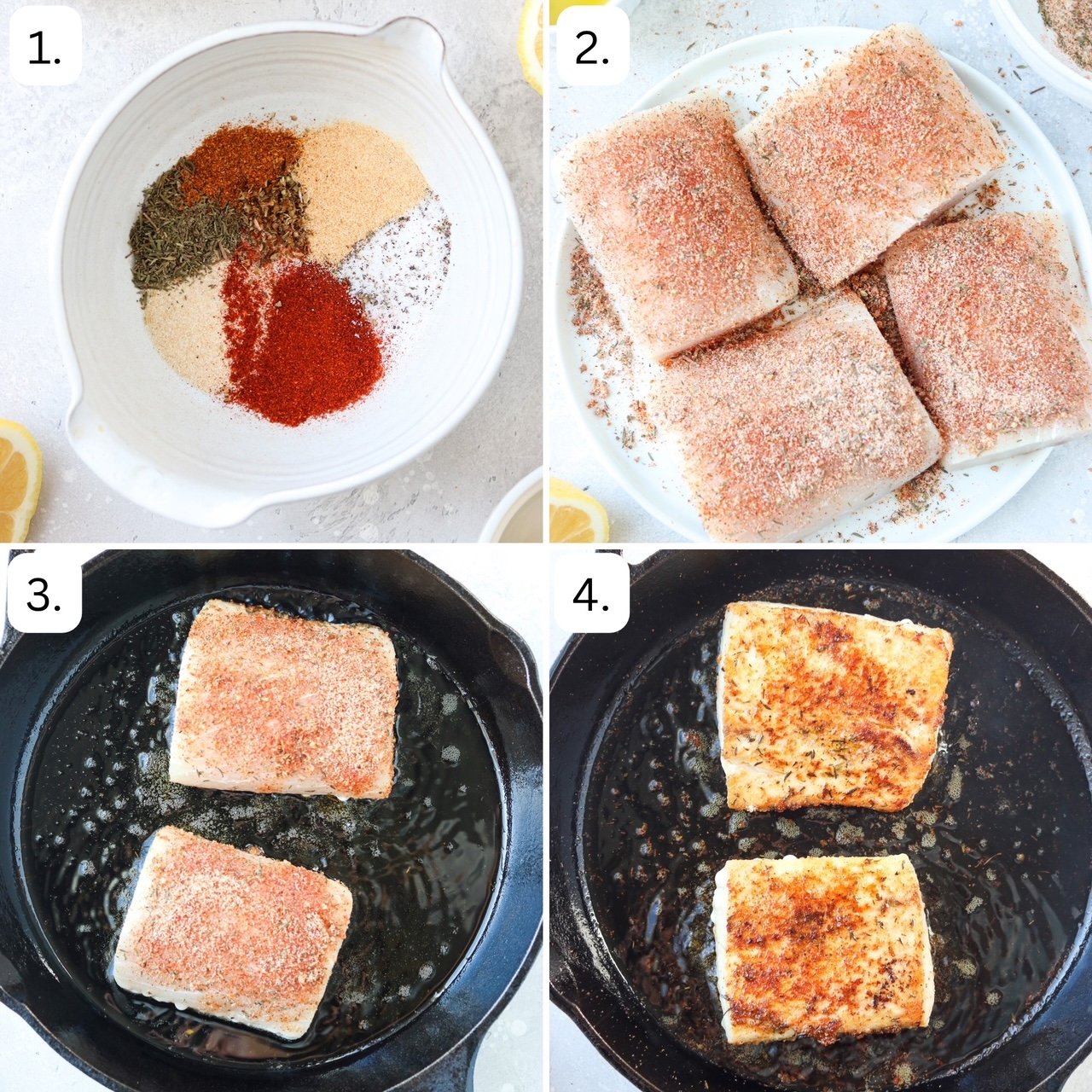 numbered step by step photos showing how to air fry Mahi Mahi