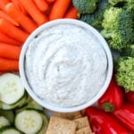 Cottage Cheese Dip in a bowl surrounded by veggies