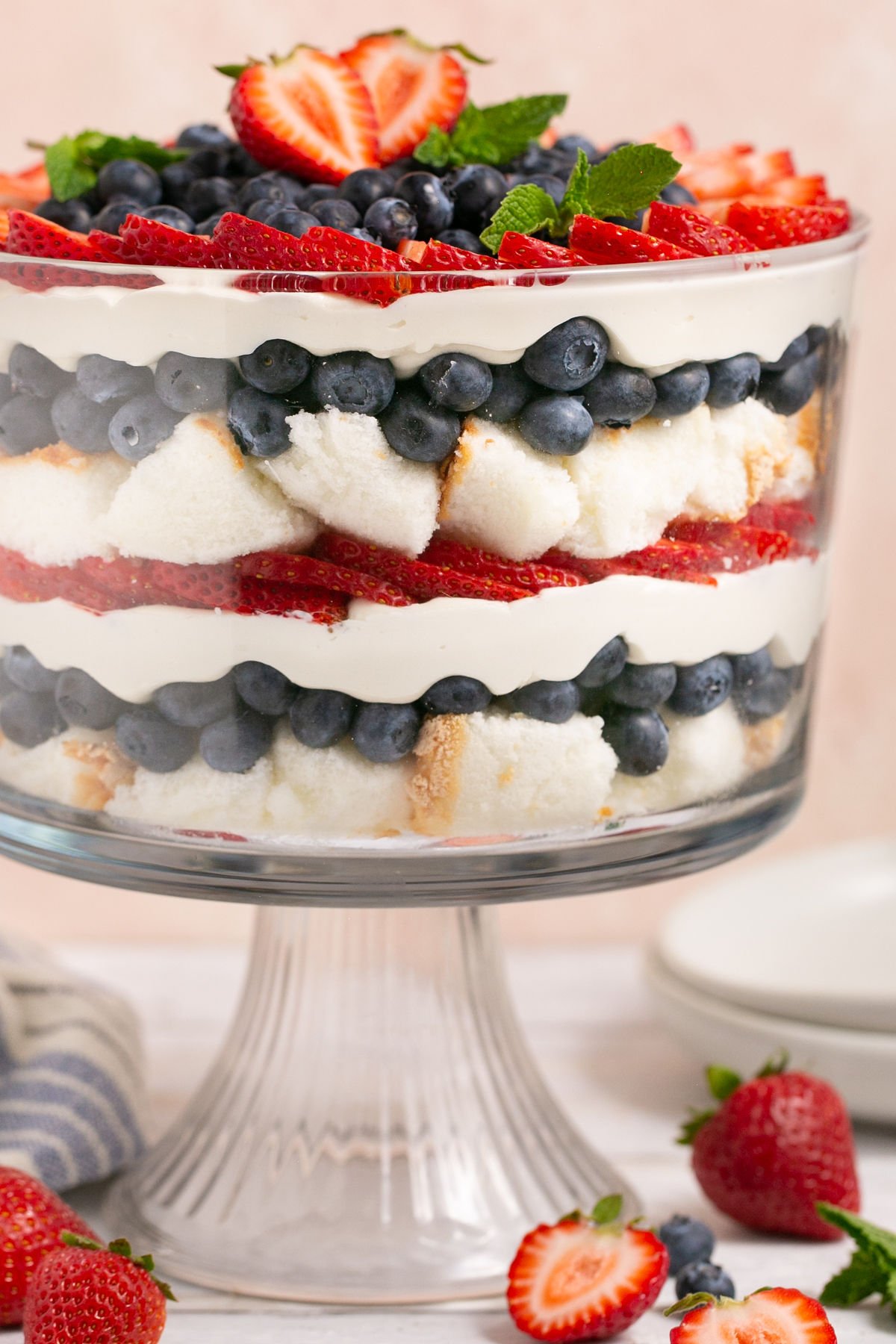 gluten free trifle with blueberries and strawberries