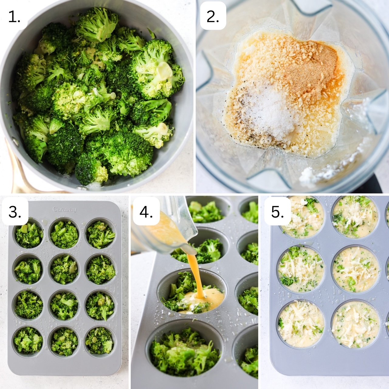 steps for how to make broccoli cheese keto egg bites