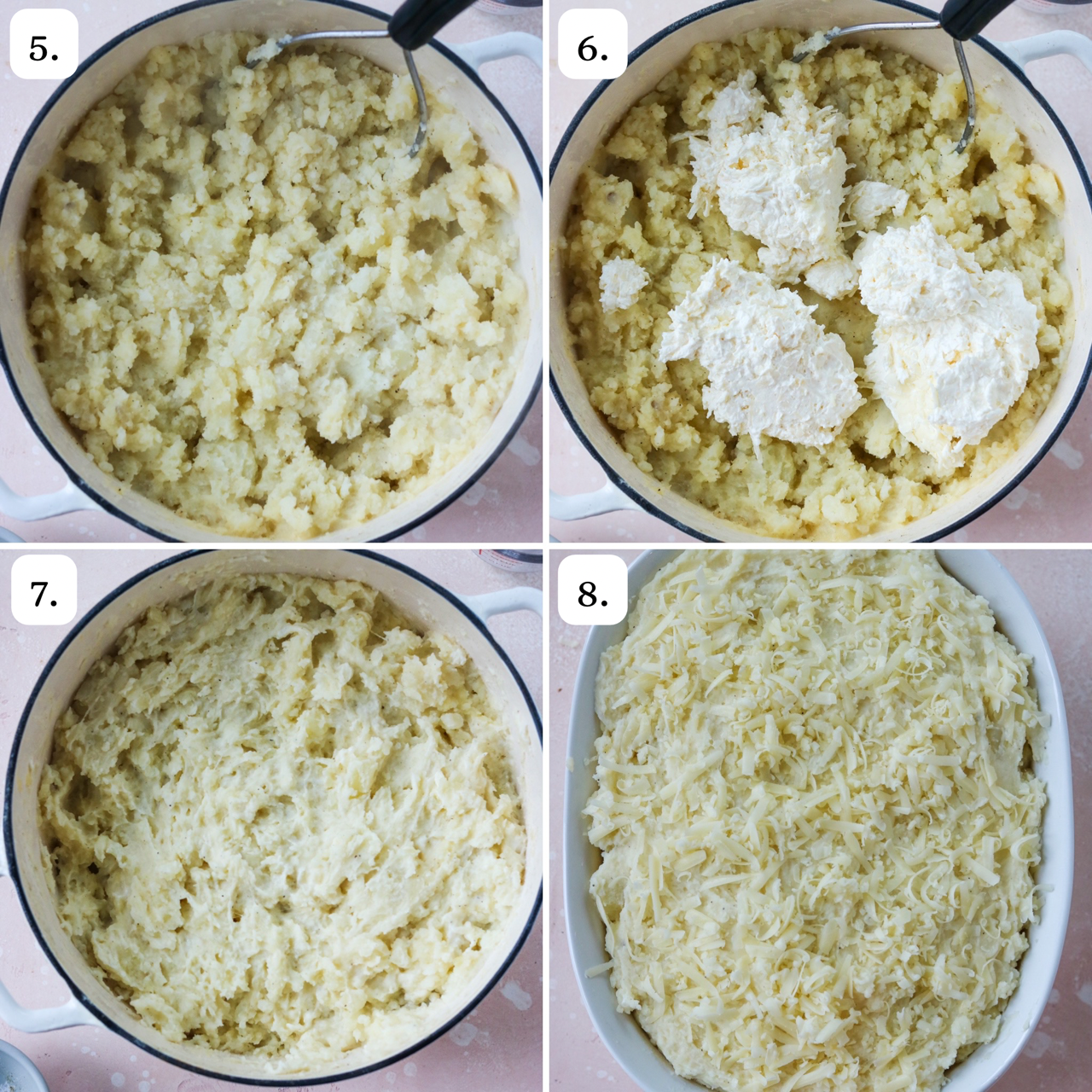 steps for making mashed potatoes with cheese