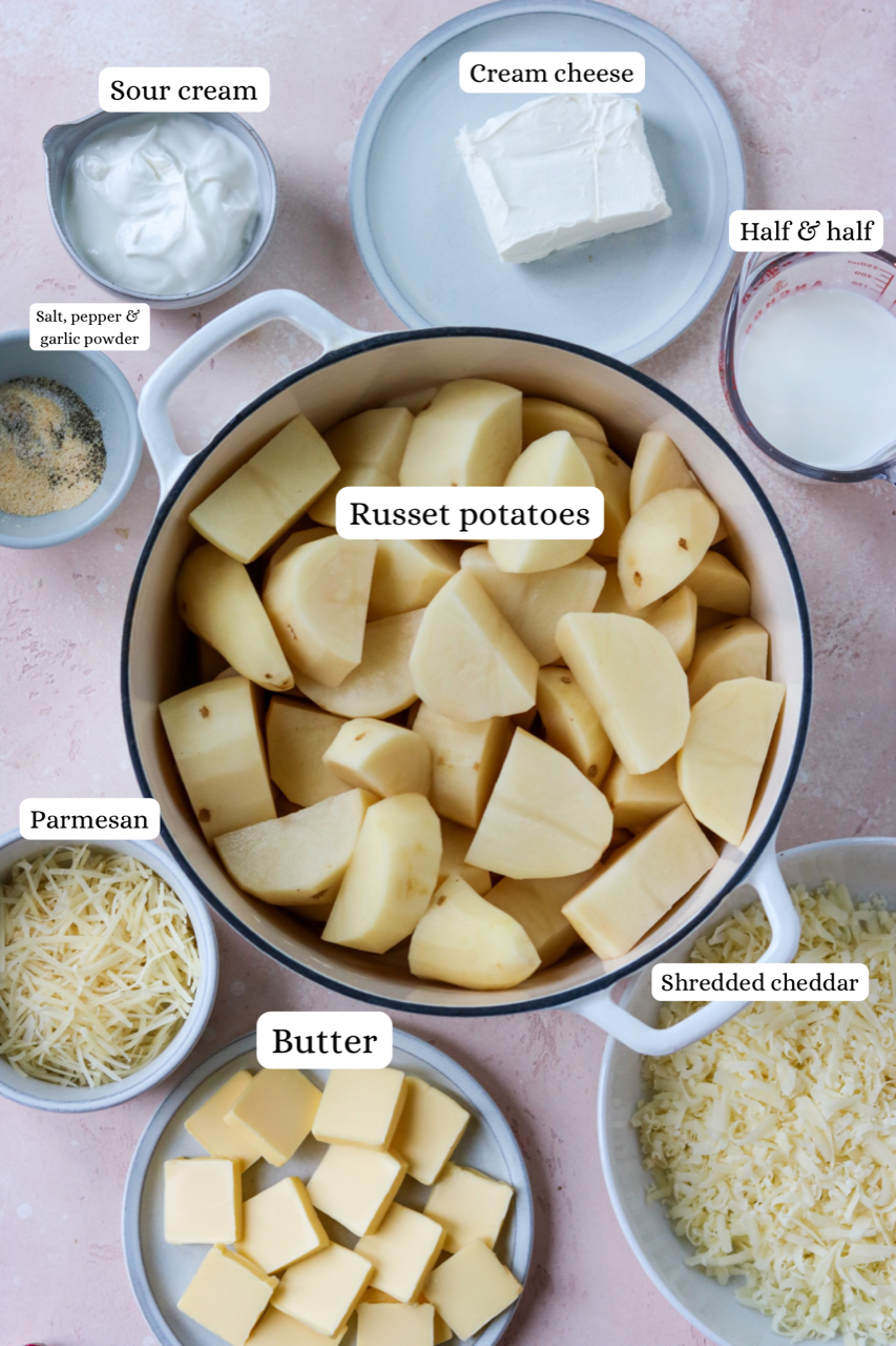 ingredients for cheesy mashed potatoes