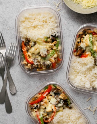 Chicken Philly Cheesesteak Meal Prep Bowls