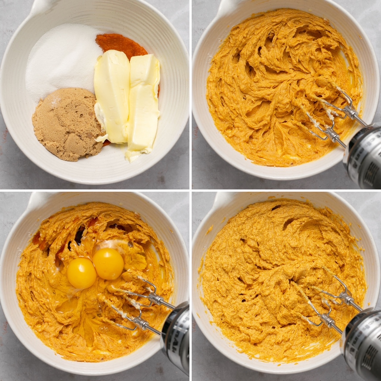 steps for combining wet ingredients for pumpkin cookies