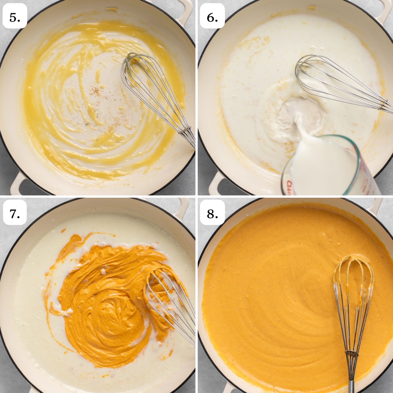the last 4 steps to make pumpkin pasta sauce 