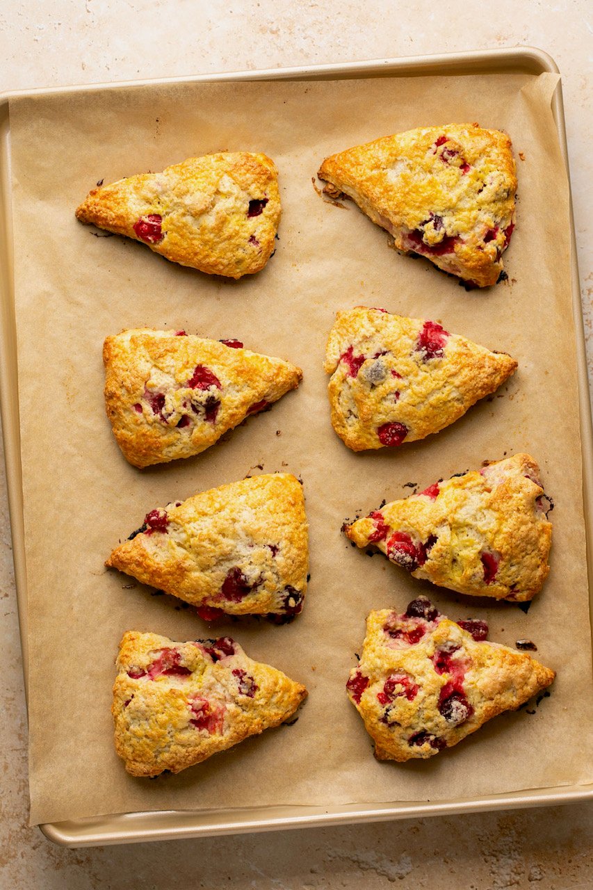 baked scones on a cookie sheet