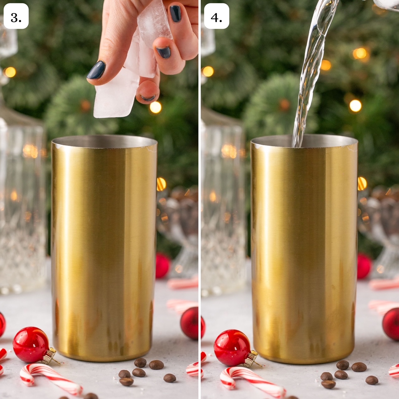steps 3 and 4 for making peppermint espresso martinis