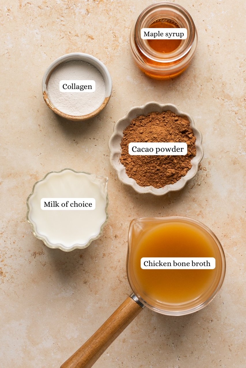 ingredients for bone broth hot chocolate