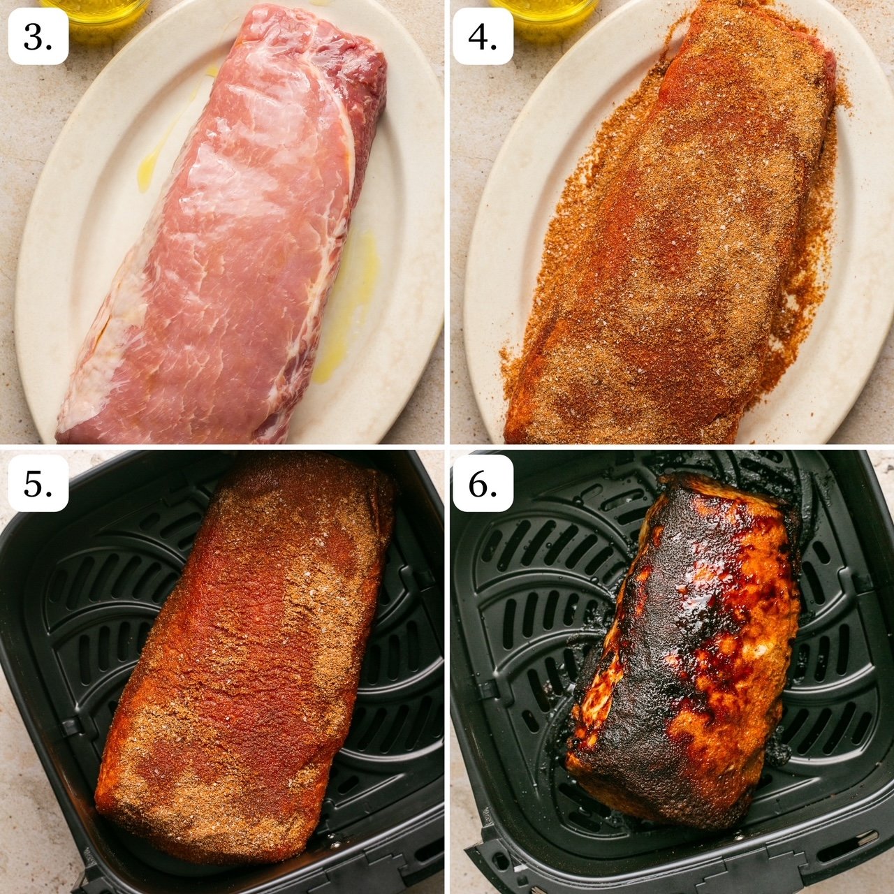 4 steps for how to cook pork roast in the air fryer
