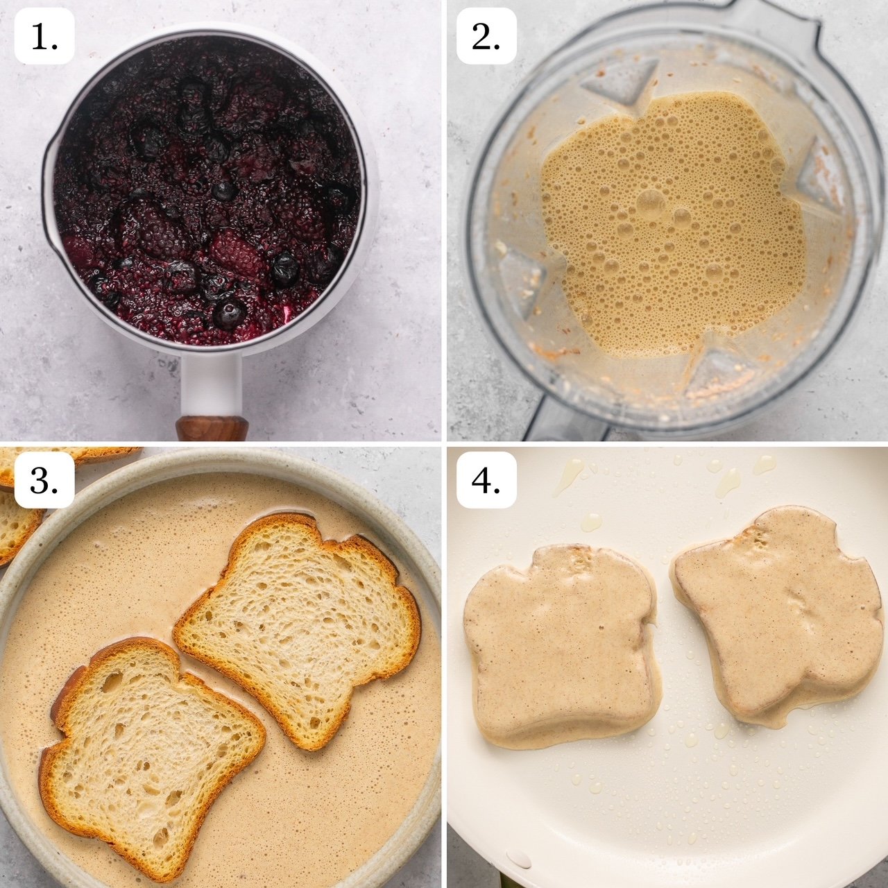 four steps for how to make protein french toast