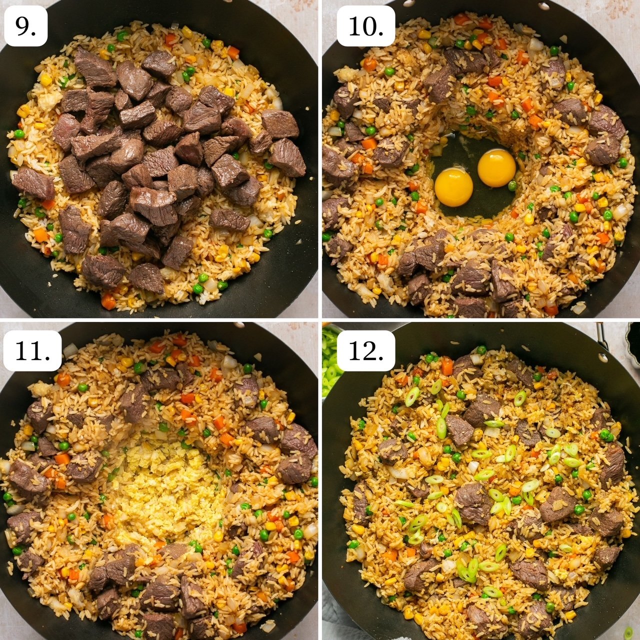 steps 9-12 for making fried rice