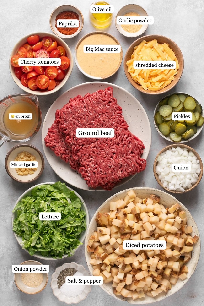 ingredients for big mac casserole