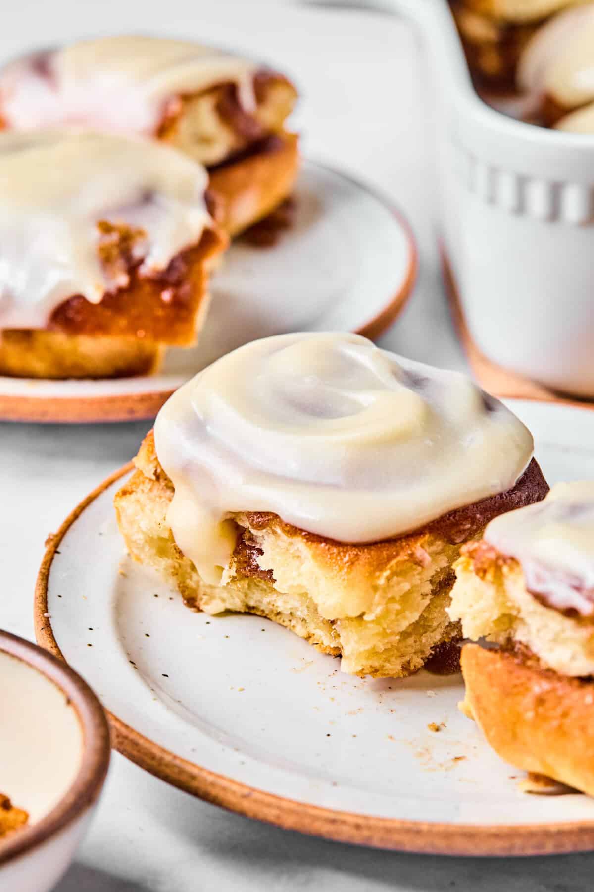 a Hawaiian roll cinnamon roll on a plate