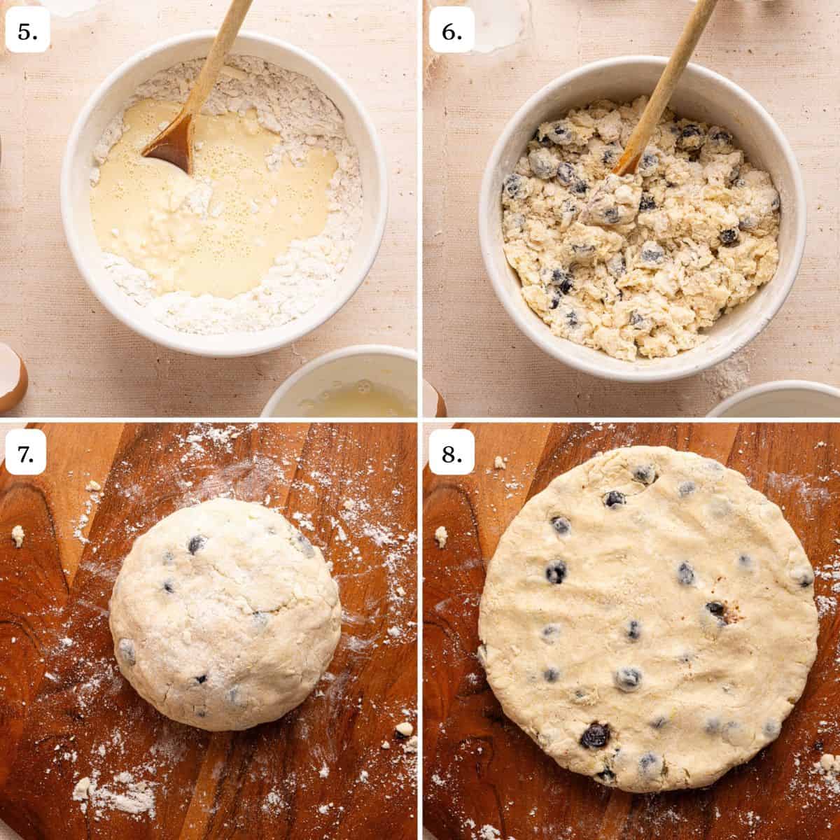 Steps 5-8 for making scones