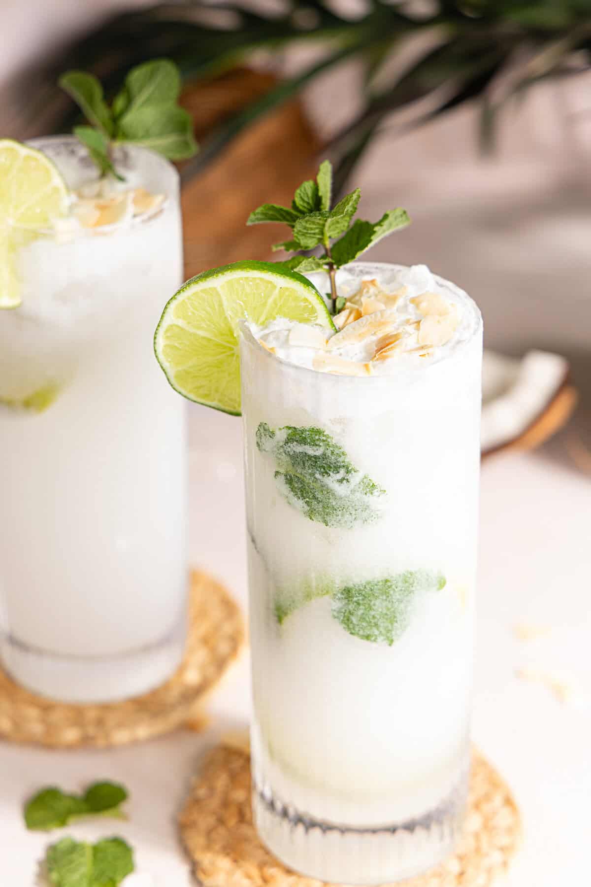 coconut mojitos with mint