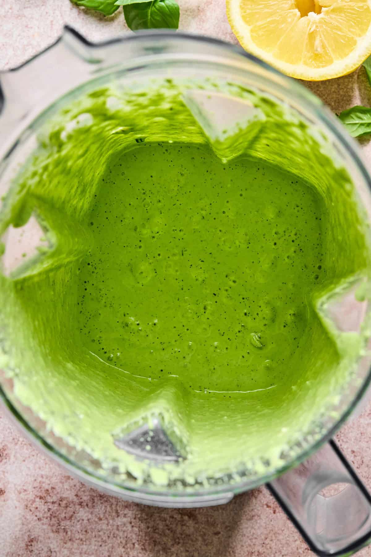 Green goddess dressing in a blender